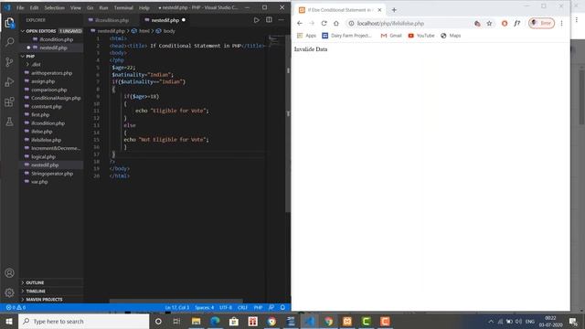 Nested If Condition PHP смотреть онлайн