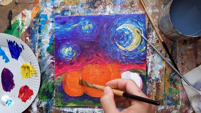 ЧЕРНЫЙ КОТ И ТЫКВЫ |Рисуем как Ван Гог✌This is Halloween? смотреть онлайн