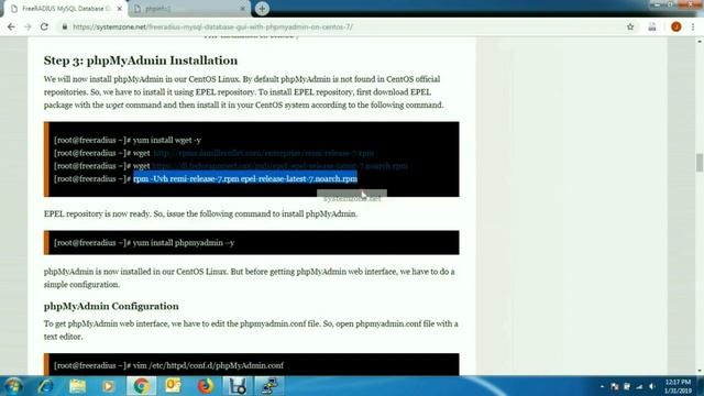 FreeRADIUS MySQL Database GUI with phpMyAdmin on CentOS 7 смотреть онлайн