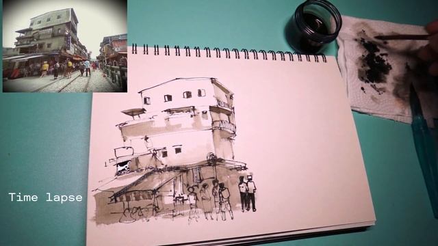 Loose Sketching and Simplify Watercolor Painting on Sketchbook | Travel Sketch смотреть онлайн