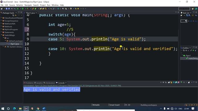 Switch statement tutorial in Java смотреть онлайн