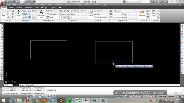 درس رقم 3 فى autocad 2d شرح الاوامر- polyline-trim-rotat-extend-explode смотреть онлайн