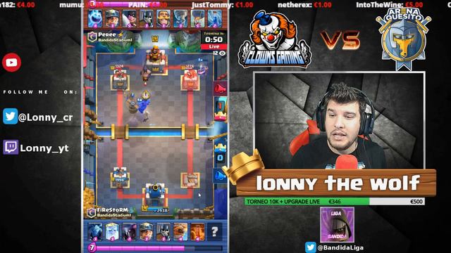 ARENA QUESITO Vs CLOWN GAMING |LIGA BANDIDA | CLASH ROYALE ITA/ES