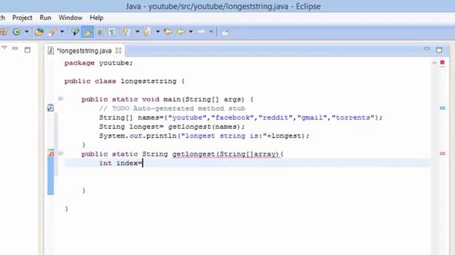 Java program to find the longest string in the array of strings смотреть онлайн