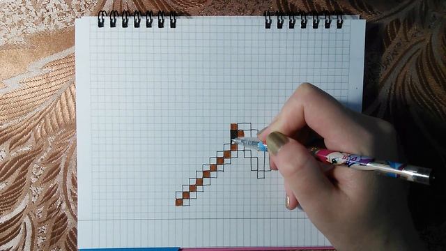 Как нарисовать мотыгу с Minecraft. How to draw hoe in Minecraft. смотреть онлайн