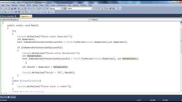 Part 44 C# Tutorial Preventing exception handling abuse смотреть онлайн