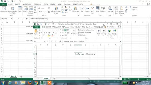 Excel 2013 Tutorial#76 Insert object in Excel 2013 смотреть онлайн