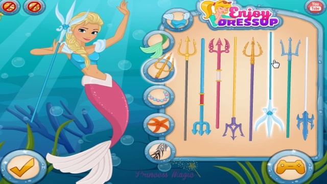 Cartoon game. Frozen - Mermaid Princess Elsa Disney Cute Dress Up Game For Little Girls смотреть онлайн