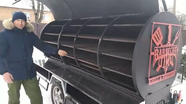 smoker bbq trailer Смокер барбекю прицеп Мангал на прицепе смотреть онлайн