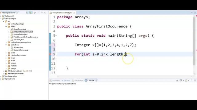 Java Program to find the first duplicate occurence in an array смотреть онлайн