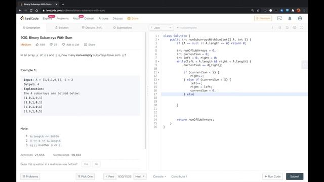 LeetCode - Binary Subarrays With Sum смотреть онлайн