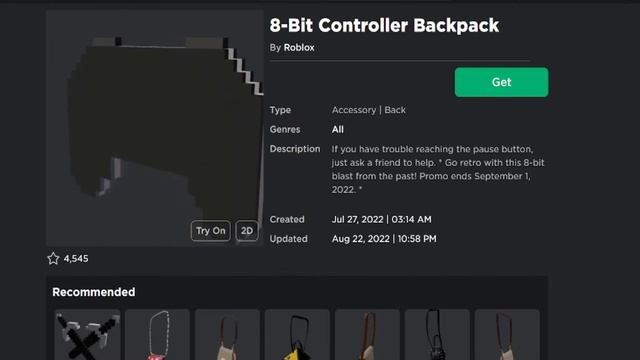 [LIMITED] Free 8-Bit Controller Backpack | Roblox Indonesia смотреть онлайн