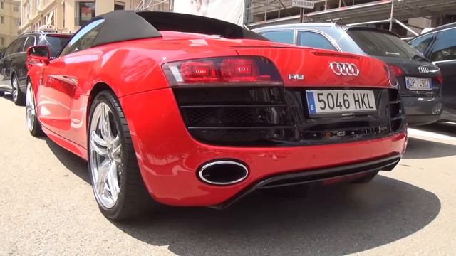 Audi R8 V10 Cabrio - in Beautiful Red Convertible Spyder Monaco 5.2 FSI Quattro 3,9 Sec 0-100 km/h смотреть онлайн