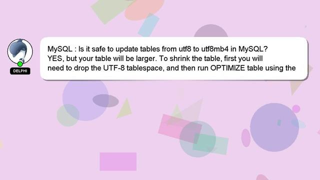 MySQL : Is it safe to update tables from utf8 to utf8mb4 in MySQL? смотреть онлайн