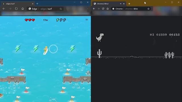 Microsoft Edge Surf VS Google Chrome Dino смотреть онлайн
