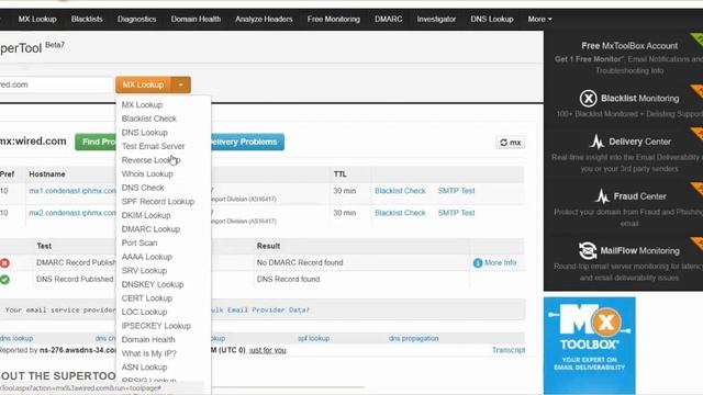 MX Toolbox The Super DNS Zone Tool