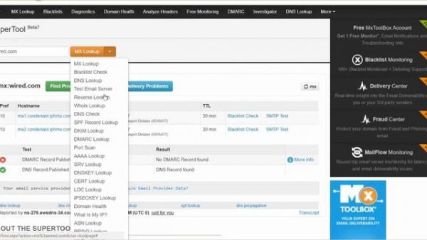MX Toolbox the Super DNS Zone tool
