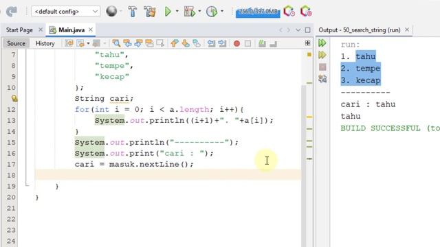 Java 50 - Searching String in Array Java - Tutorial Java Netbeans Indonesia смотреть онлайн