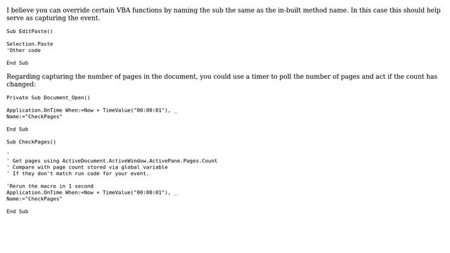 Are there events defined in the word vba object model for these events? (2 Solutions!!) смотреть онлайн