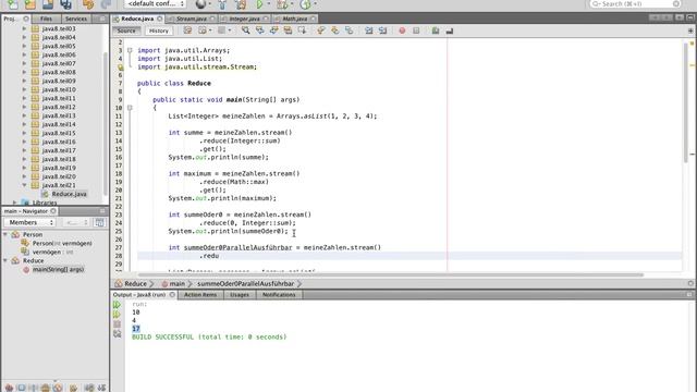Java 8 Tutorial - 21 - Streams reduce German смотреть онлайн