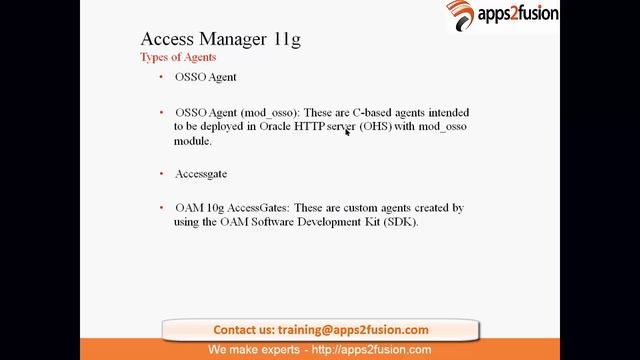 What are the different types of agents in Oracle Access Manager смотреть онлайн