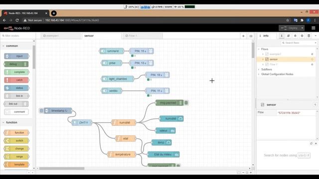 contrôle des appareils et visualisation des données des capteurs avec le raspberry pi et Node-Red смотреть онлайн