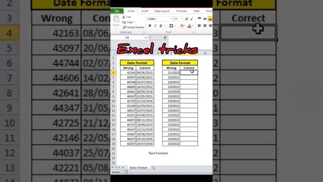 Convert the wrong date format to correct Date Format using the Text function #excel, #exceltutoria смотреть онлайн