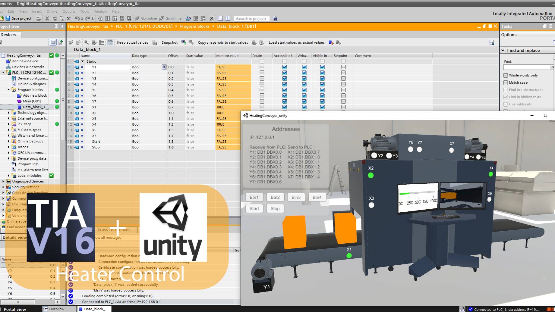 Heating Conveyor (Project Settings Video) - Unity - TIA Portal - S7NetPlus (English) смотреть онлайн