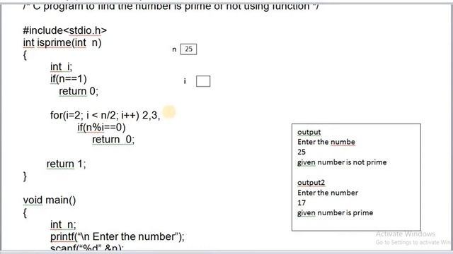 C PROGRAM FOR PRIME NUMBER USING FUNCTION смотреть онлайн