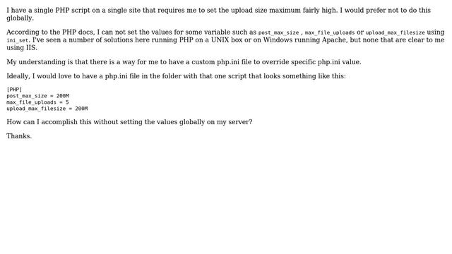 Using a custom PHP.INI for a single site. Windows 2003, 64bit, IIS7.5, PHP 5.3.6 смотреть онлайн