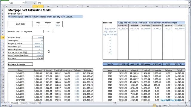 Excel Mortgage Cost Calculator смотреть онлайн