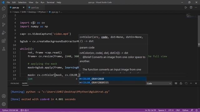 Background Subtraction | OpenCV | Python смотреть онлайн
