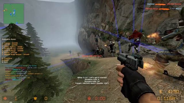 CSS - Zombie Riot Mod gameplay on Mountain River map - Unloze Server смотреть онлайн