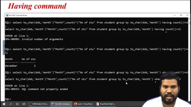 having clause in oracle | join in oracle with example | joining in sql oracle #20 смотреть онлайн