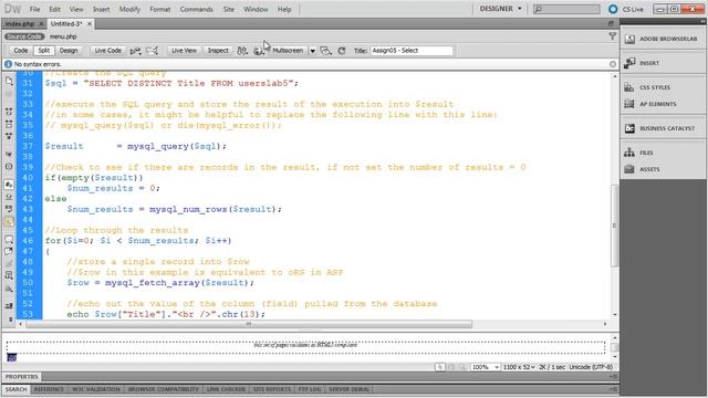 Web Development: Purdue CGT 356 Assign05 Part1 PHP & SQL Select Demo смотреть онлайн