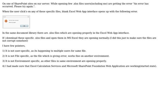 Sharepoint: SharePoint 2010 - Excel Web App error "An error has occurred. Please try again." смотреть онлайн