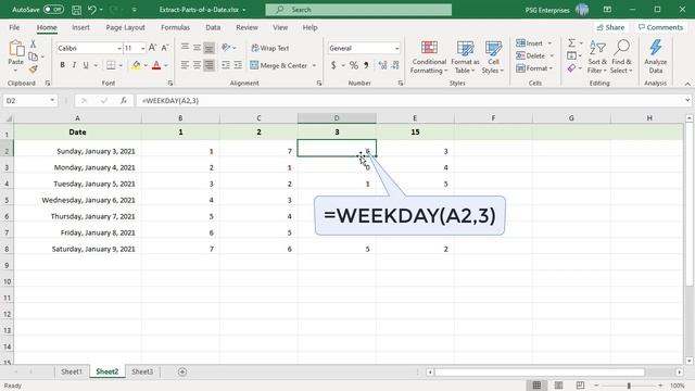 Extract Year, Month, Day, Week day and Week Number from a Date in Excel - Office 365 смотреть онлайн