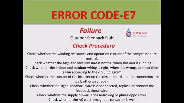 Chigo VRF Error code E7 (ENGLISH) смотреть онлайн