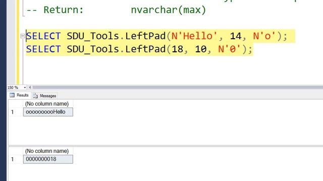 SDU Tools 29 Left Pad and Right Pad a string in T-SQL смотреть онлайн