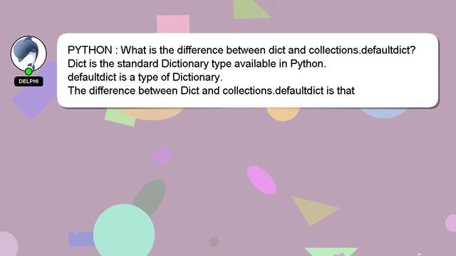 PYTHON : What is the difference between dict and collections.defaultdict? смотреть онлайн