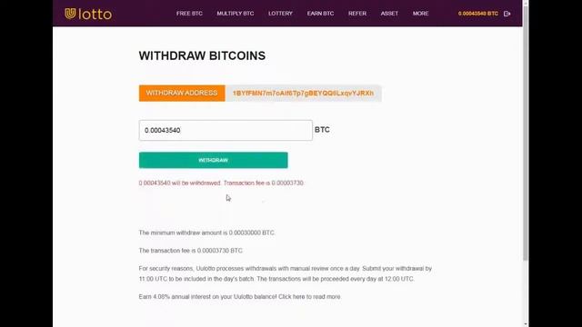Часовой кран UULOTTO проверка на вывод 39810 сатош смотреть онлайн
