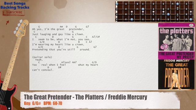 🎻 The Great Pretender - The Platters / Freddie Mercury Bass Backing Track with chords and lyrics смотреть онлайн