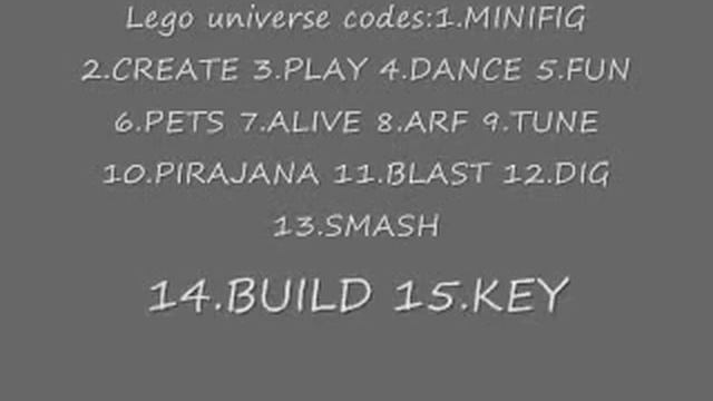 LEGO UNIVERSE CODES смотреть онлайн