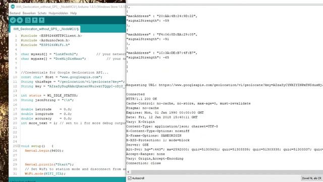 Nodemcu ESP8266 - Geolocation without GPS using ONLY WiFi & googlemaps api. смотреть онлайн
