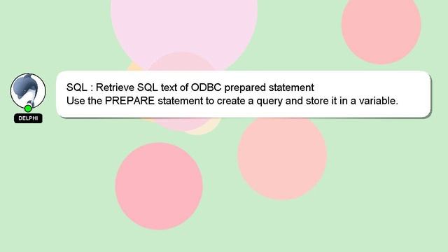 SQL : Retrieve SQL text of ODBC prepared statement смотреть онлайн