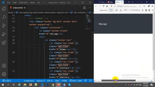 Bootstrap 4.5 || Navbar || Part - 10 || Britkey || bkey смотреть онлайн