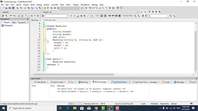 C++ Dasturlash tili (Class consturtorini yaratish) смотреть онлайн