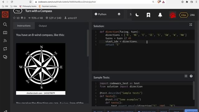 Codewars - Python - Turn with a Compass смотреть онлайн