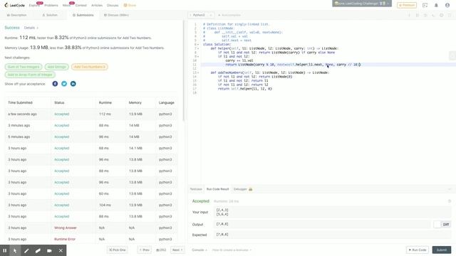 [ru] LeetCode - 2. Add Two Numbers смотреть онлайн