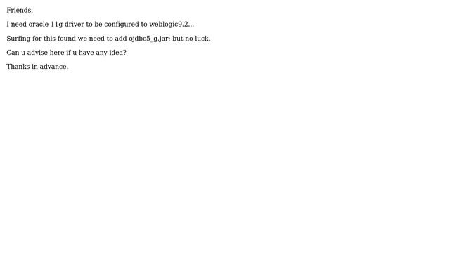 DevOps & SysAdmins: oracle 11g driver to be configured to weblogic9.2 смотреть онлайн